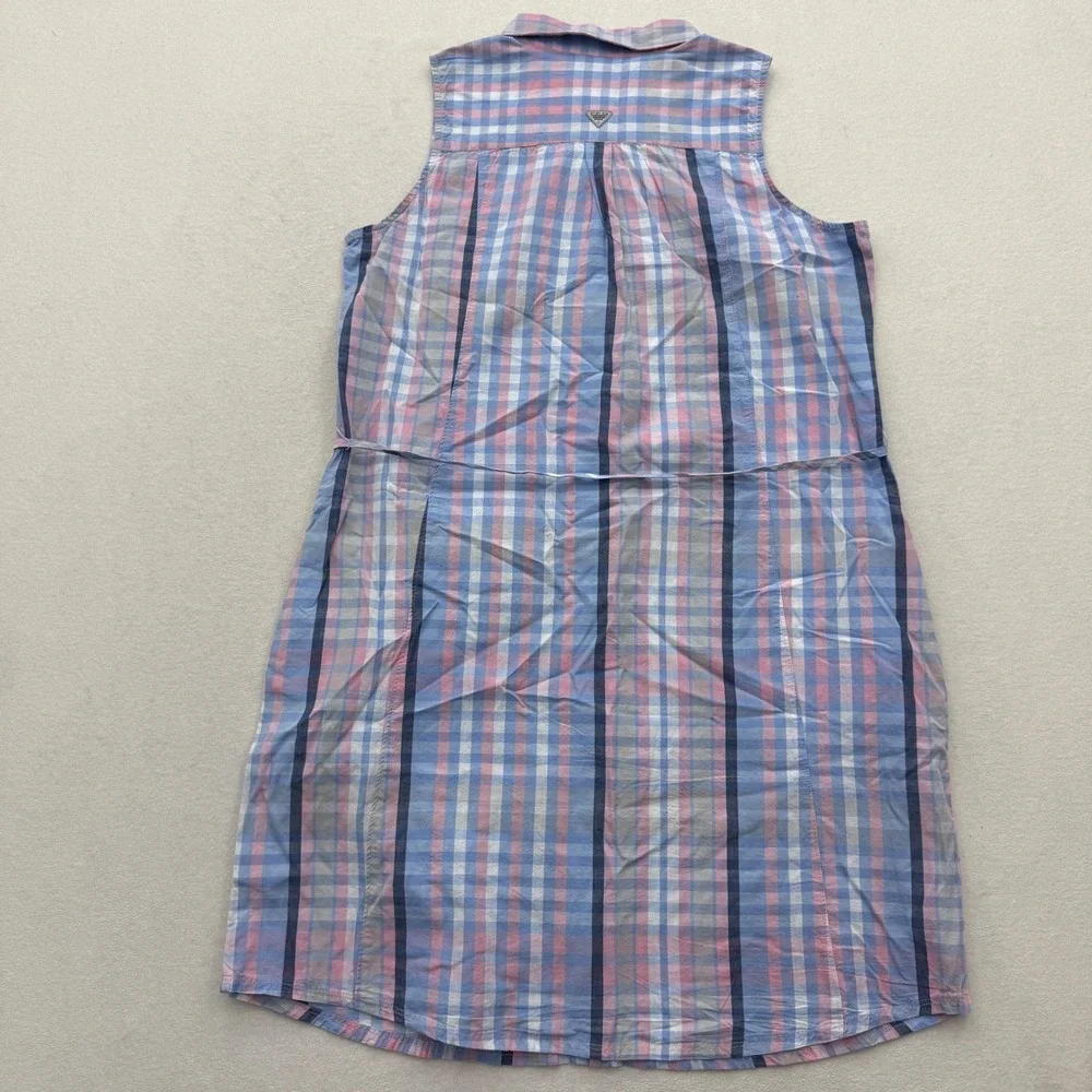 Columbia PFG Super Bonehead Sleeveless Dress XL Blue Pink Plaid - Picture 6 of 9